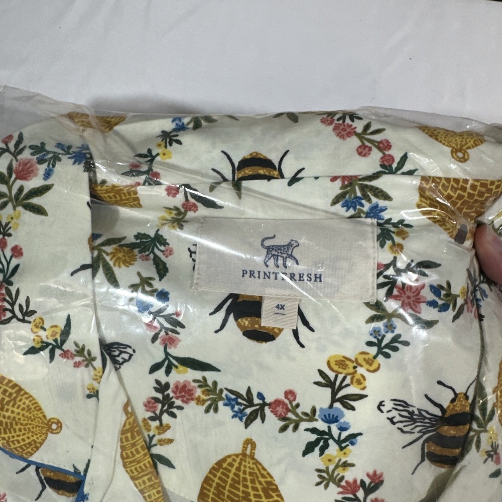 NWT $168 PRINTFRESH [ 4X ] 100% Organic Cotton Long PJ Set in Sweet Bee U1877 - Picture 7 of 11